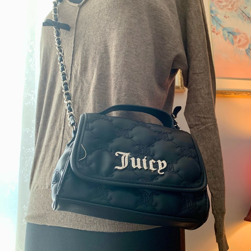 Juicy Couture Black Crossbody Bag with Bows on Strap